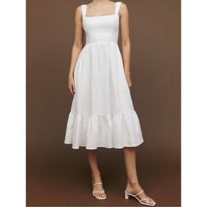 NWT Reformation - Bucatini White Linen Dress - Size 8